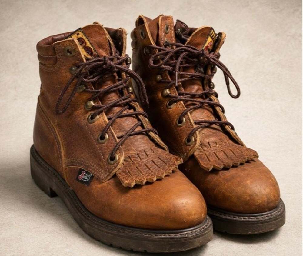 Justin Boots - Original Lace-Up Round Toe Work Boots - Size 7